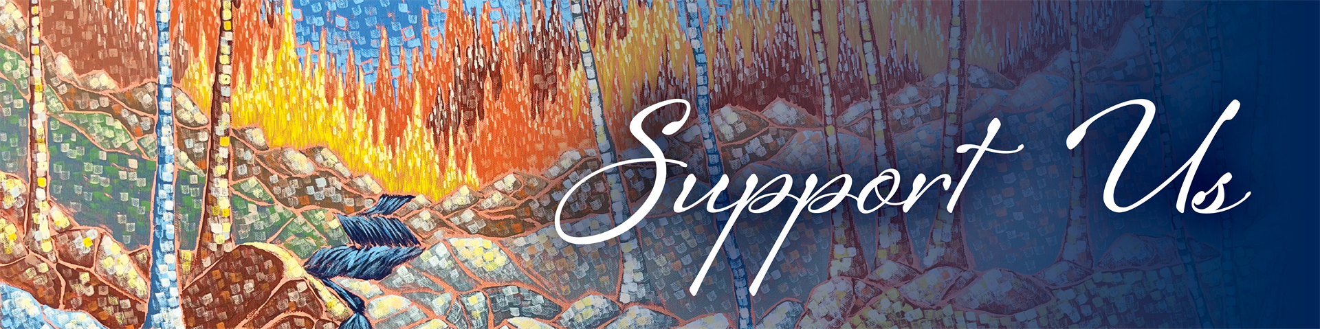 "Support Us" banner. Image: Aaron Kloss, "I remember the day Autumn arrived"